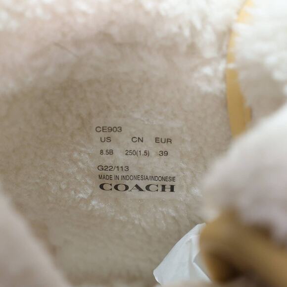 Coach Womens Suede Fold Over Sherpa High Tops-Womens 8.5-Vanilla / Pale Pink-NIB - Picture 9 of 12